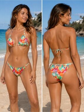 HELLO MOLLY Abstract Print String Bikini
